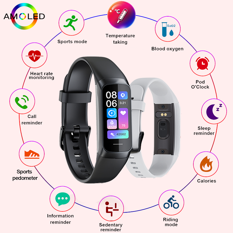 Smartwatch Slim Watches For Men - LIGE 1.1 pollici Amoled cardiofrequenzimetro braccialetto